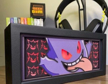 Luminária Lightbox Anime 3D LED Decoração de Mesa PC Gamer Personagens Fantasma Venenoso Mod2 Pokémon