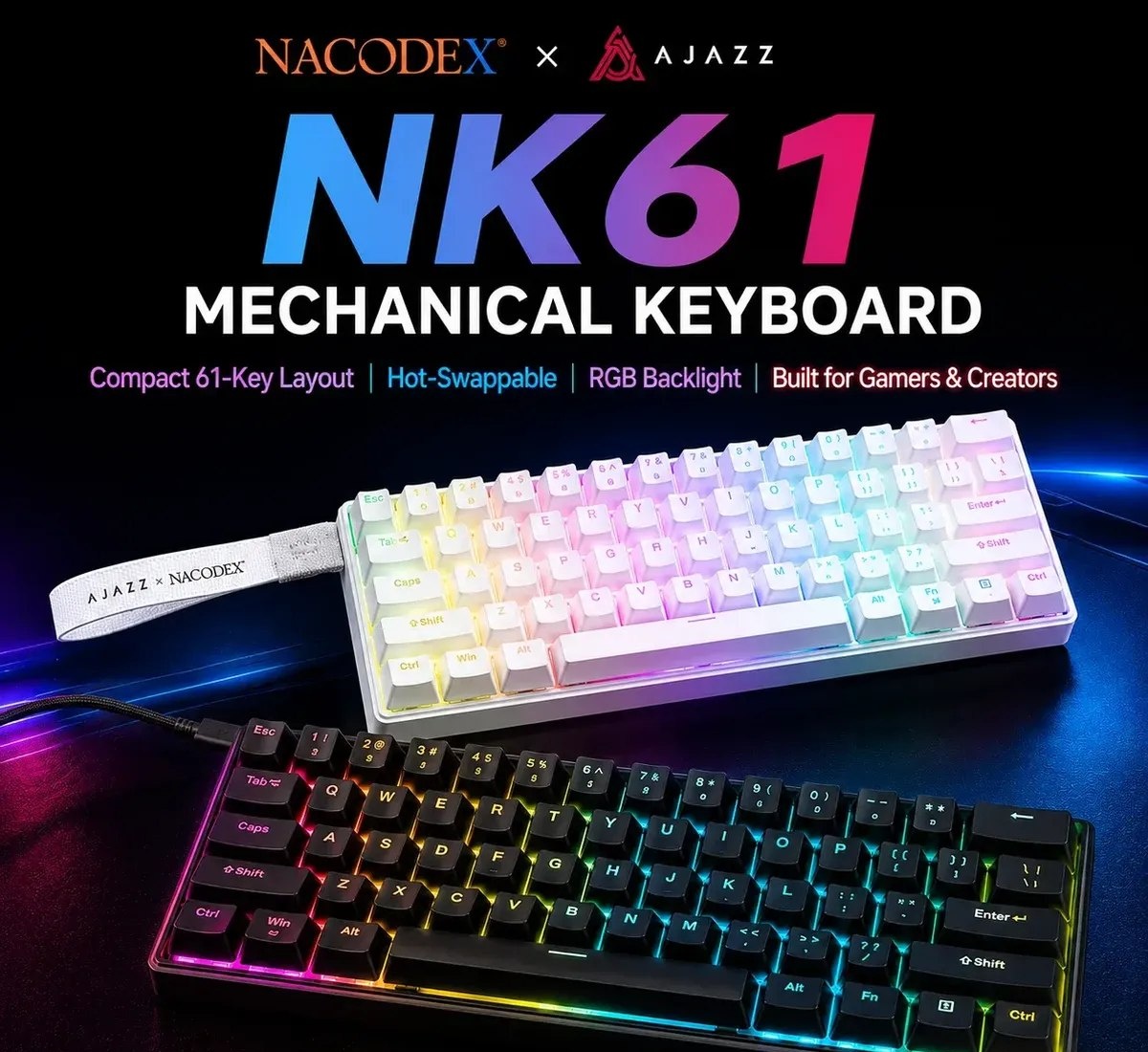 Internacional Teclado Mecânico Ajazz Nk61 60 Rgb Com Fio nk 61
