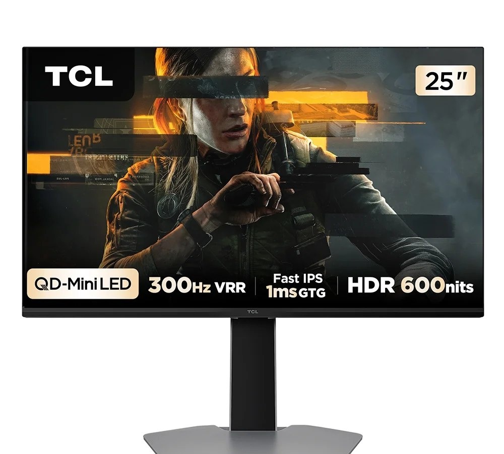 Monitor Gamer TCL Mini LED 25, 300Hz, 1ms, HDR 600, Altura Ajustável - 25G64