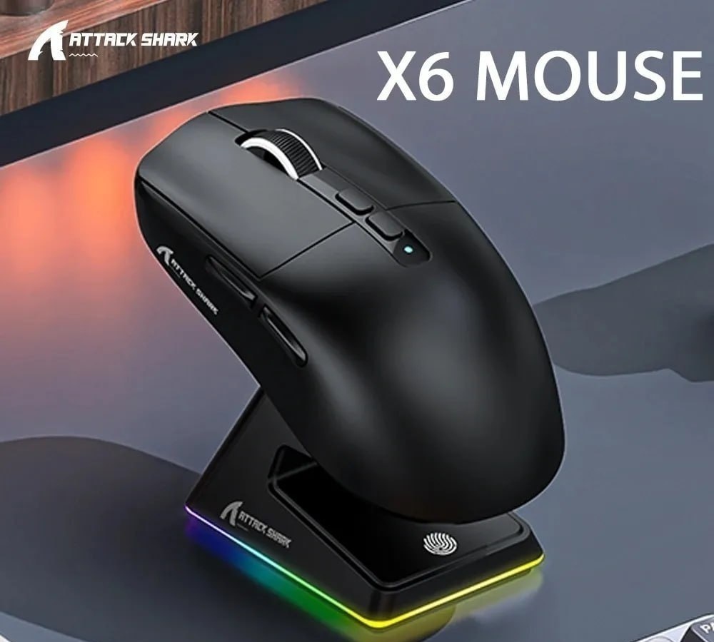 Mouse Gamer Sem Fio Attack Shark X6 Tri Mode, Sensor PAW3395