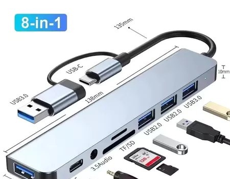 Hub USB Type C 8 Em 1 Com Leitor De Cartão Divisor 3.0 2.0 SD TF Docking Station BOMBOM