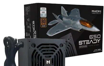 Fonte MACH1 Steady, 650W, 80 Plus Bronze, PFC Ativo, Preto - 650Steady