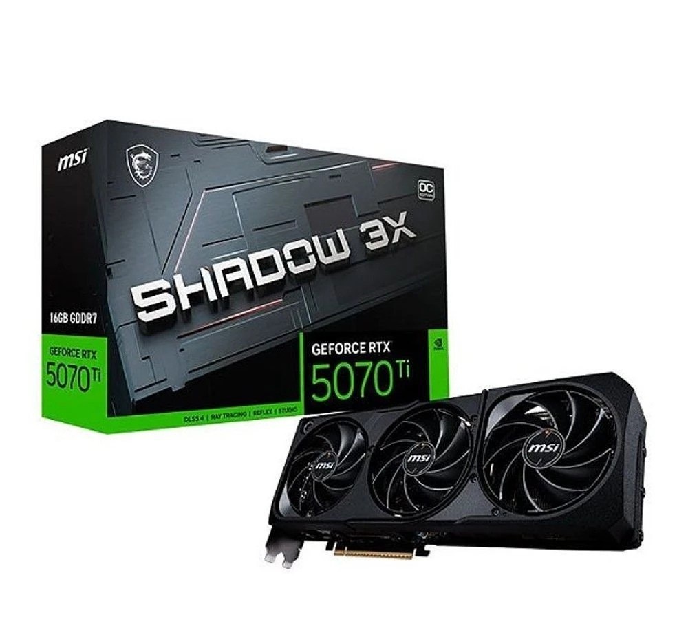 Placa de Vídeo Nvidia Geforce MSI RTX 5070 TI 16GB GDDR7 256ITS Shadow 3x OC 912-V531-097