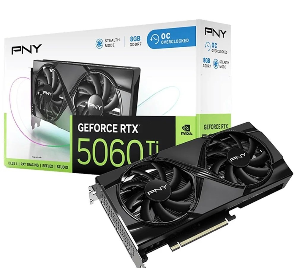 RTX 5060 TI Placa de Video GeForce NVIDIA PNY RTX5060TI 8GB OC GDDR7 VCG5060T8DFXPB1-O
