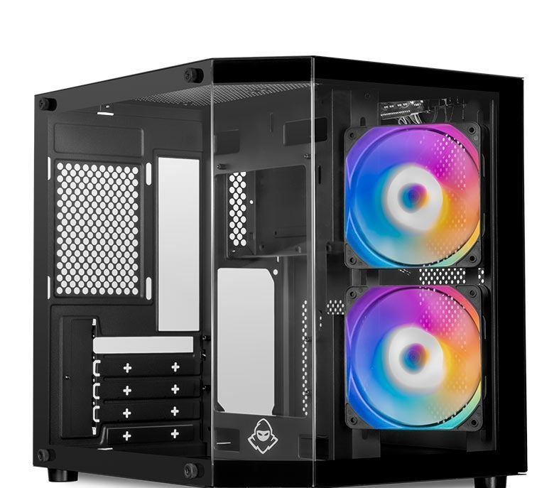 Gabinete Gamer Aquário Mancer CV700M, Mini-Tower Lateral de Vidro Com 2 Fans Preto MCR-CV700M-BK-2F