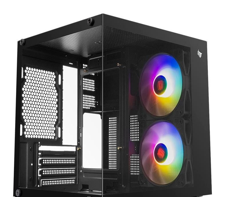 Gabinete Gamer Aquário Pichau Atom X, Mini-Tower, Lateral de Vidro, Com 2 Fans, Preto, PG-ATOMX-BK