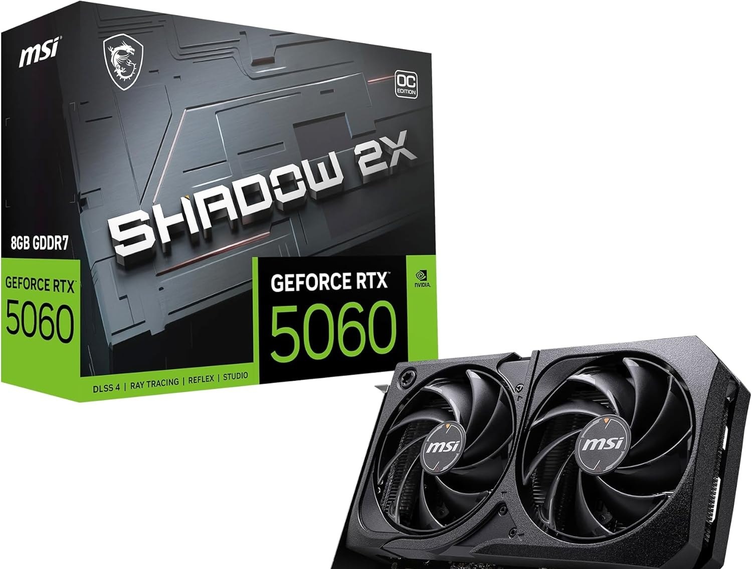 RTX 5060 Placa de Vídeo MSI GeForce RTX 5060 Shadow 2X OC 8GB GDDR7 128-bit