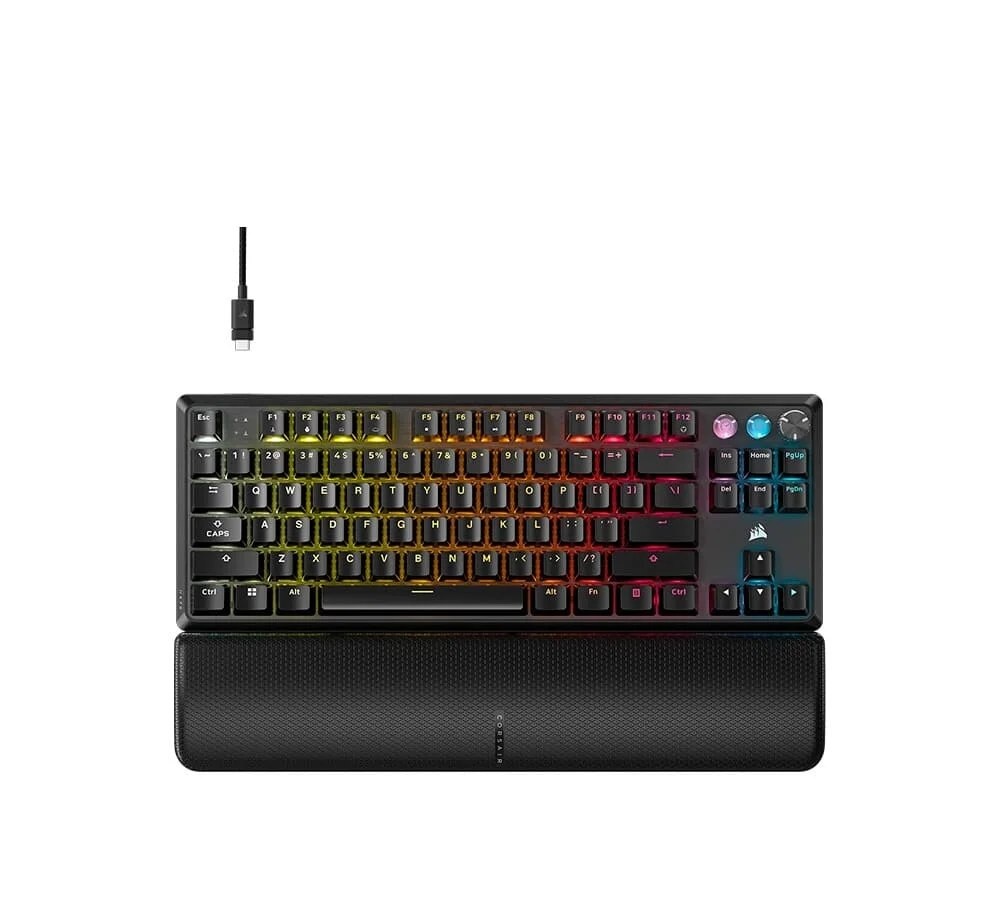 Teclado Magnético Gamer Corsair K70 PRO TKL LED RGB, Switch CORSAIR MGX, Hall Effect, Rapid Trigger, Anti-Ghosting, US, Preto - CH-911911G-NA
