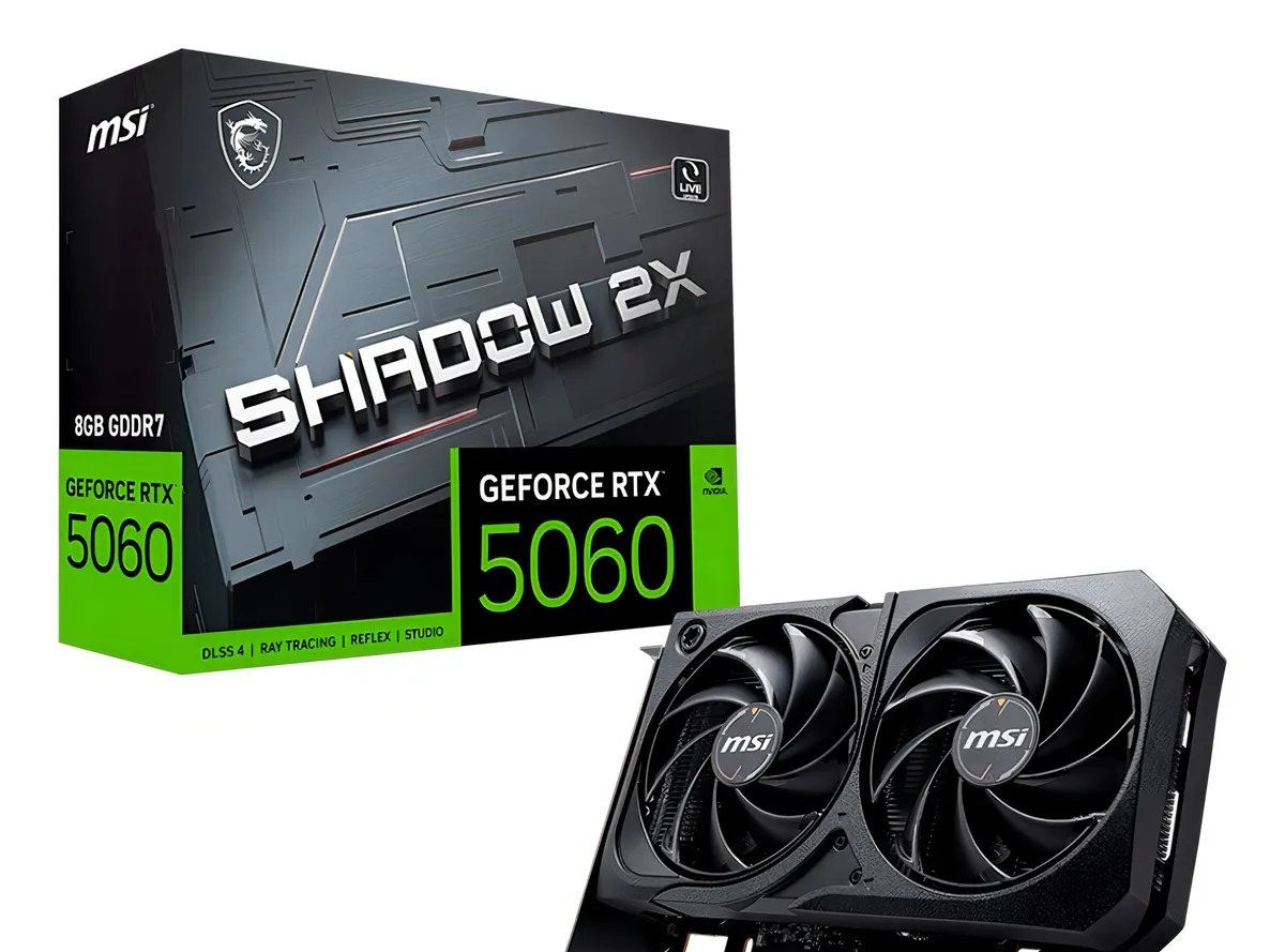 RTX 5060 Placa de Vídeo MSI GeForce RTX 5060 Shadow 2X OC 8GB GDDR7 128-bit