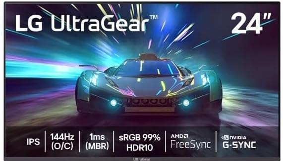 LG UltraGear Monitor Gamer 24 IPS 144Hz OC 1ms MBR Full HD 1920x1080 HDR10 NVIDIA G-SYNC AMD FreeSync, Preto - 24G411A