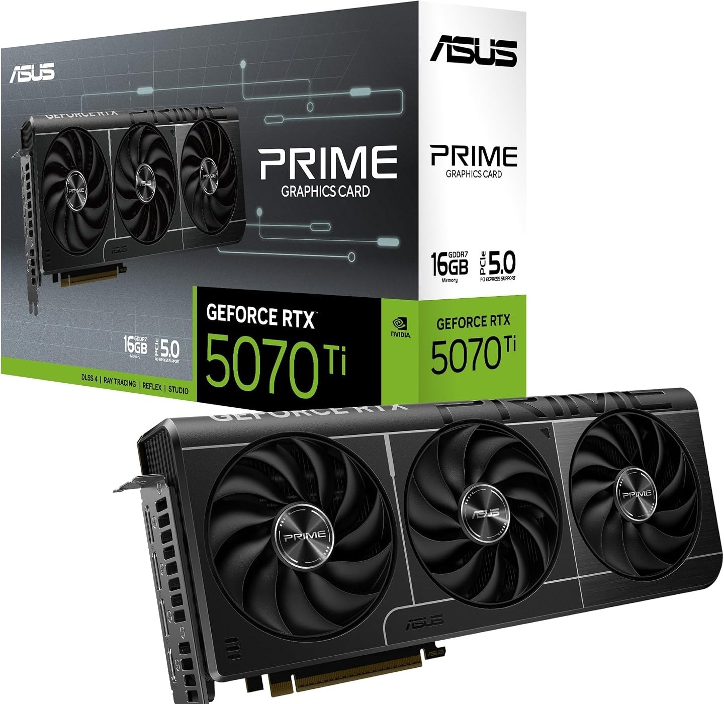 RTX 5070 TI 16GB Placa de Vídeo ASUS PRIME RTX 5070 TI O16G NVIDIA Geforce, 16GB, GDDR7, IA com FP4 e DLSS4, Edição OC - 90YV0MF0-M0NA00