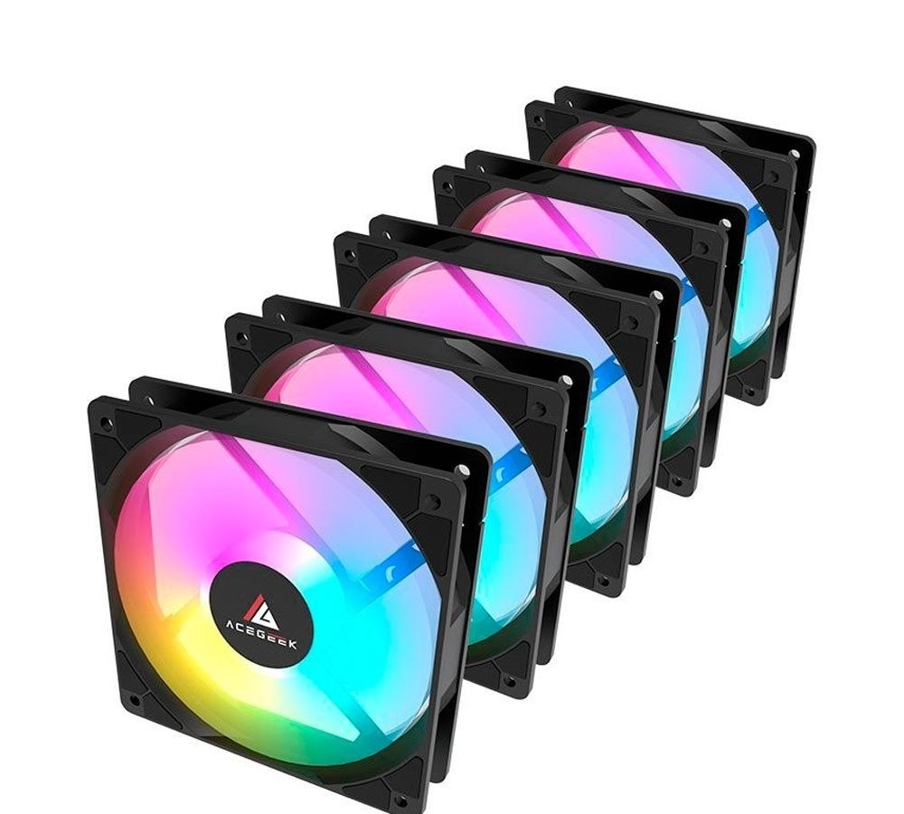 Kit 5 Fans Acegeek RW12 120mm Rainbow Led