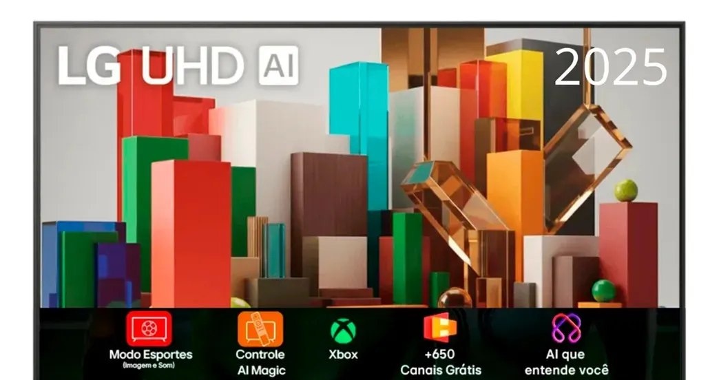 Smart TV Profissional 4K 43 LG UHD 43AU801 Processador α7 AI Ger8 Super Upscaling Google Cast Alexa Integrado Controle AI Smart Magic WebOS 25