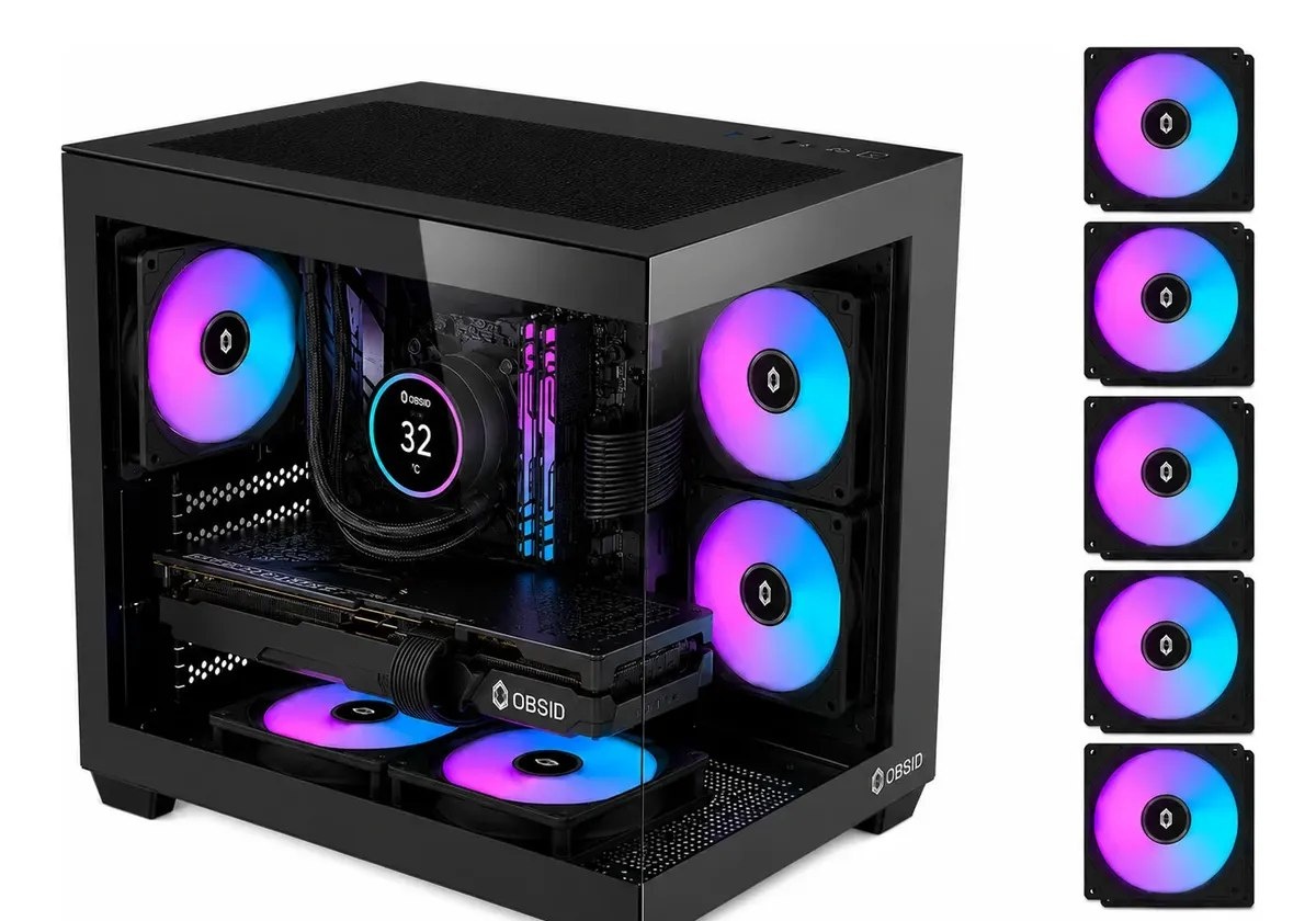 Gabinete Gamer Obsid Aquário Com 5 Cooler Fan Led Rgb