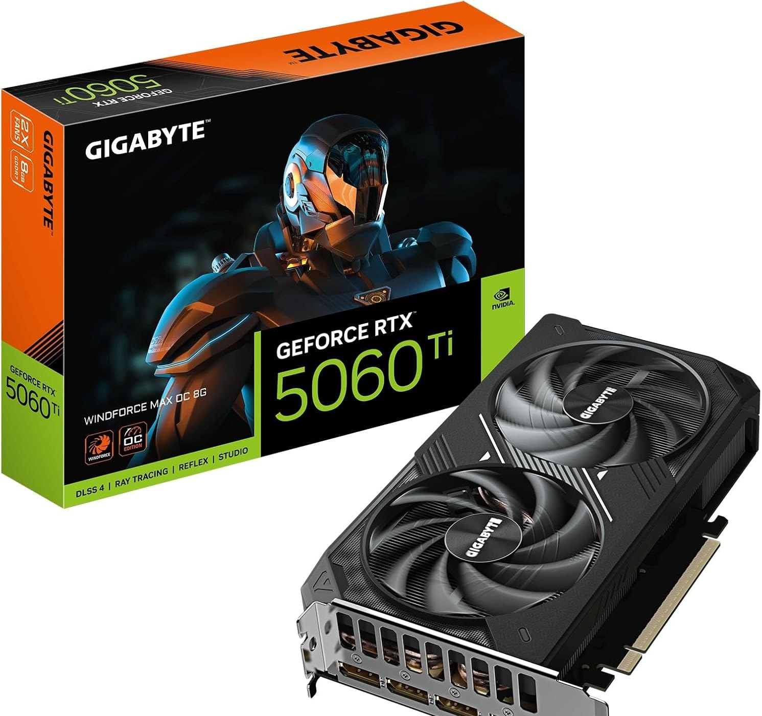 Gigabyte Placa de vídeo GeForce RTX 5060 Ti WINDFORCE MAX OC 8G - 8 GB GDDR7, 128 bits, PCI-E 5.0, frequência de núcleo de 2587 MHz, 3 DisplayPort, 1x HDMI, NVIDIA DLSS 4, GV-N506TWF2MAX OC-8GD