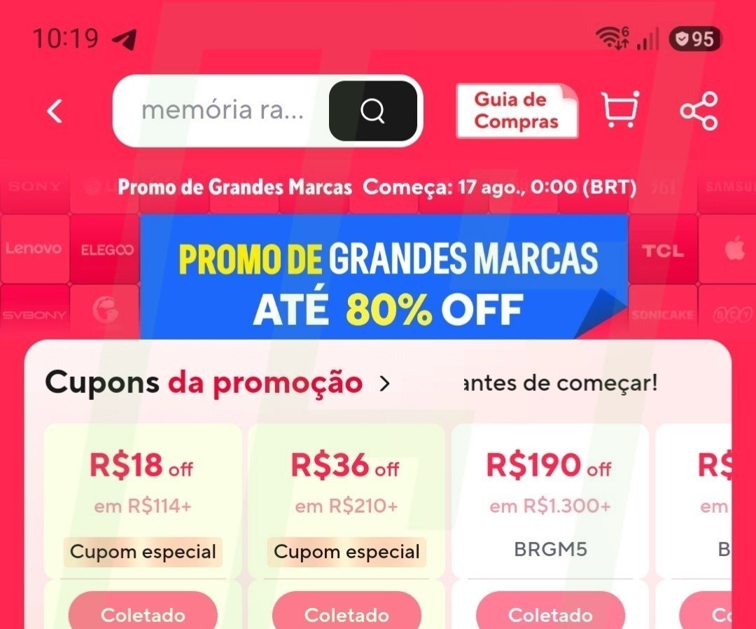 APP Aliexpress liberou alguns cupons para já iniciar o resgate!