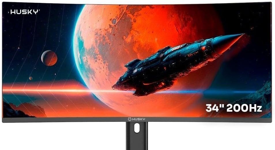 Monitor Gamer Curvo Husky Boreal 34, WQHD, Ultrawide, 200Hz, 1ms, Adaptive Sync, DisplayPort e HDMI, HDR - HMG00234PT