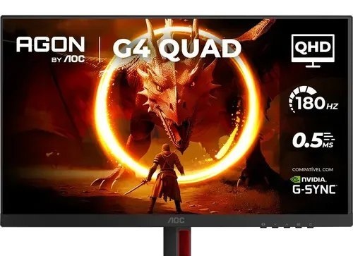 Monitor Gamer AOC AGON QUAD 27 QHD 180Hz 0,5ms IPS HDR10 Base Ajustável Q27G4F Preto