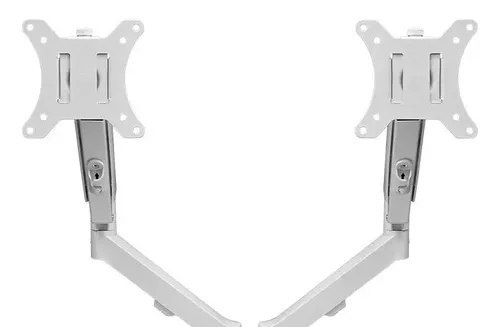 Suporte Articulado com Pistão a Gás Para Dois Monitores Zinnia Nimbo 210 Branco 13 a 32 Pol com Dois Braços Articulados Ajustáveis