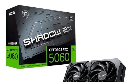 RTX 5060 Placa de Vídeo MSI GeForce RTX 5060 Shadow 2X OC 8GB GDDR7 128-bit
