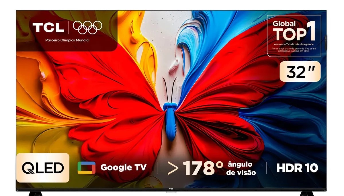 Smart TV TCL 32 Polegadas FHD QLED S5K WiFi Bluetooth Google TV 2 HDMI HDR10 Dolby Audio 32S5K