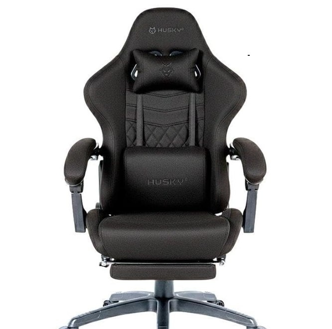 Cadeira Gamer Husky Tempest 700, Até 145kg, Almofadas, Reclinável 150º, Tecido, Descanso para Pés, Preta - HCG700PTT