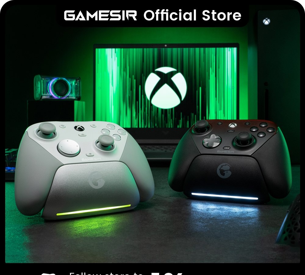 GameSir G7 Pro para Xbox Series X  Controle S com Joysticks TMR, Gatilhos de Efeito Hall, Placas Frontais Magnéticas, Giroscópio, Base de Carregamento Inteligente