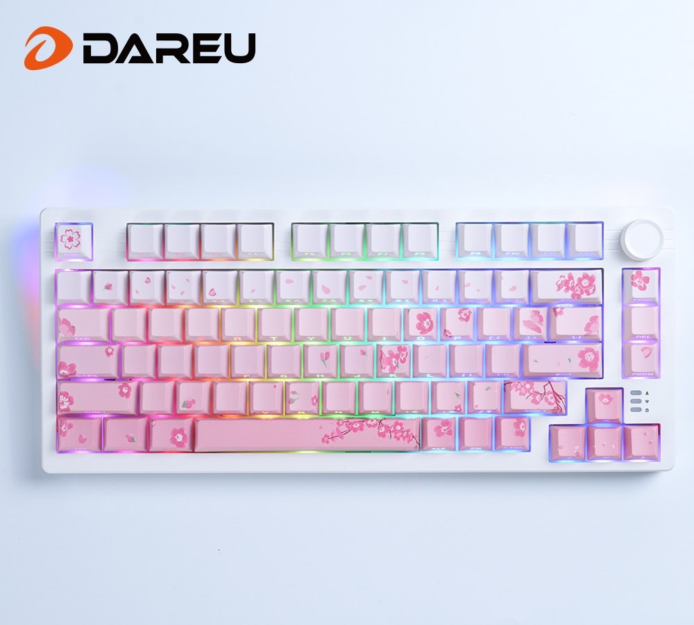 Teclado Mecanico Sem Fio DAREU EK75 PRO 4000Mah PretoBrancoRosa