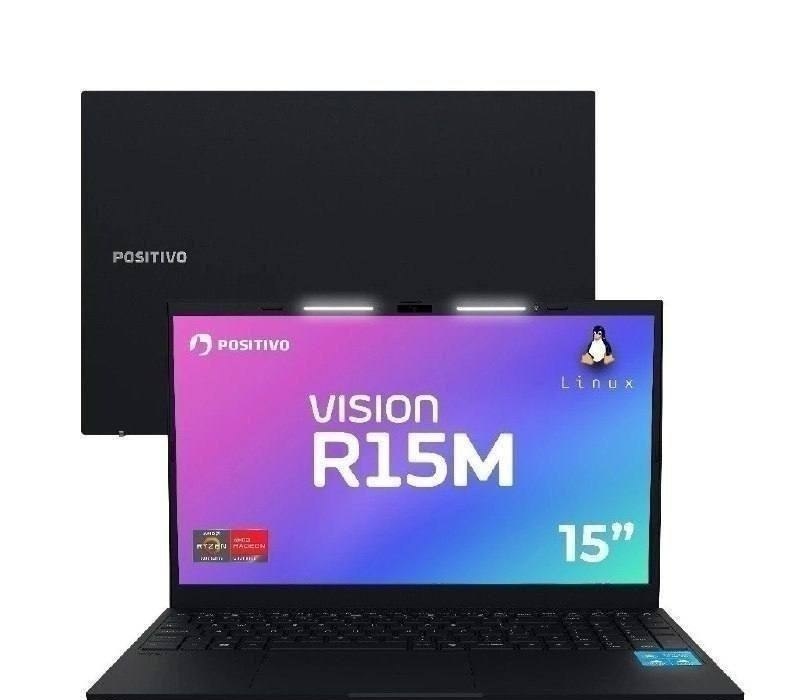 Notebook Positivo Vision R15M AMD Ryzen 5-5625U Linux 8GB RAM 256GB SSD Wi-Fi 6 15 IPS - Preto