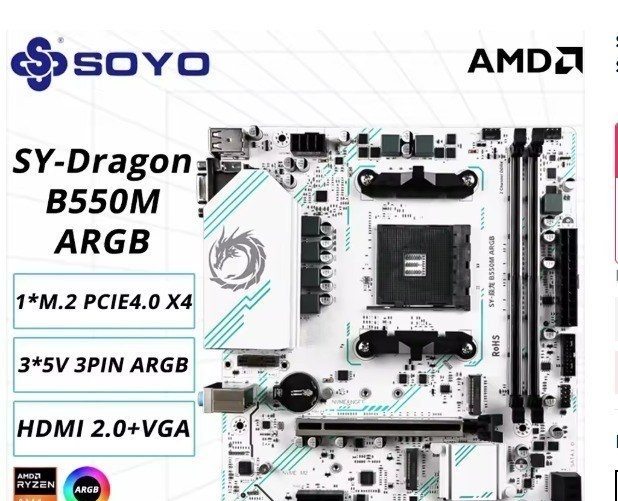 Placa Mãe B550M Soyo Eternal Dragon ARGB Pci 4.0