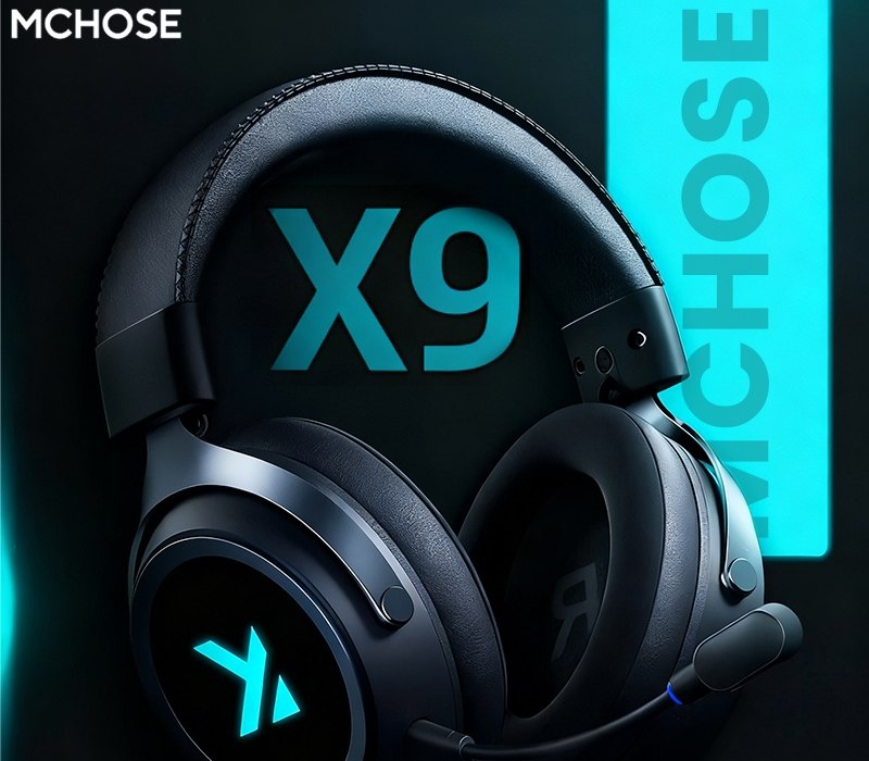 MCHOSE X9 Wireless Headworn Game 7.1 Headset Bluetooth 2.4G Three Mode 53mm Aluminum