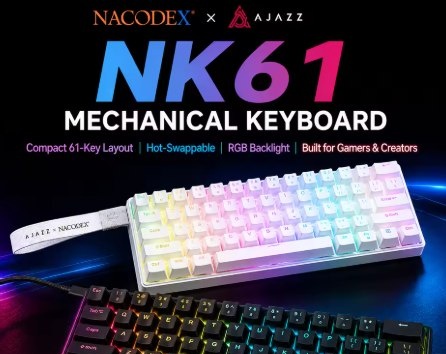 Teclado Mecânico Ajazz X Nacodex NK61, Switch Red, mecanico gamer nk 61