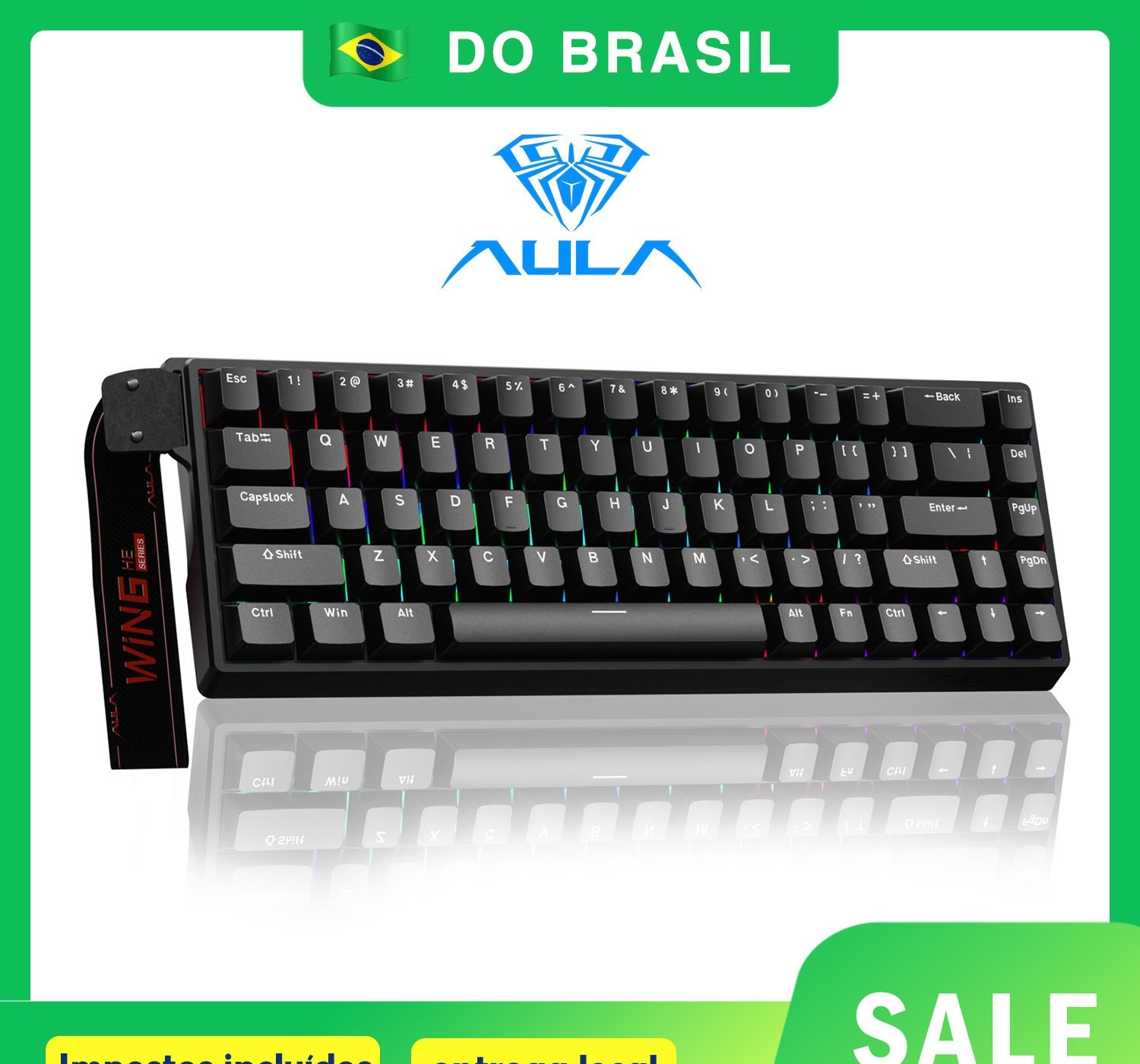 Teclado Maanético AULA WIN68HE para Esports com Acionamento Rápido, Retorno 8K, RGB e Hotswap
