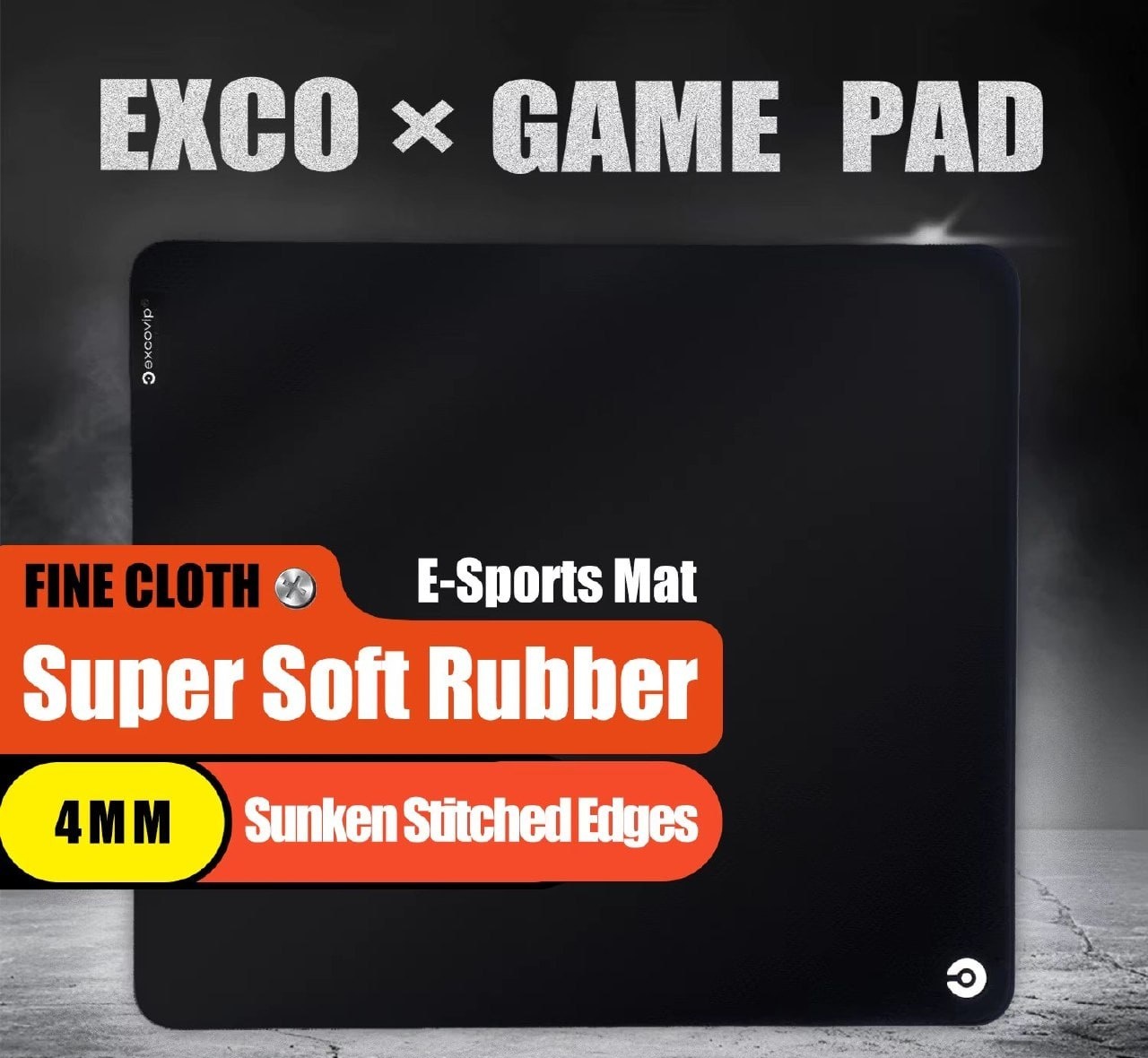 Mousepad Exco Sports Gaming, Super Soft, base de borracha, 450x400x4mm