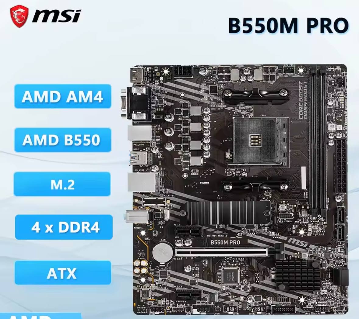 Placa Mãe AM4 MSI B550M PRO