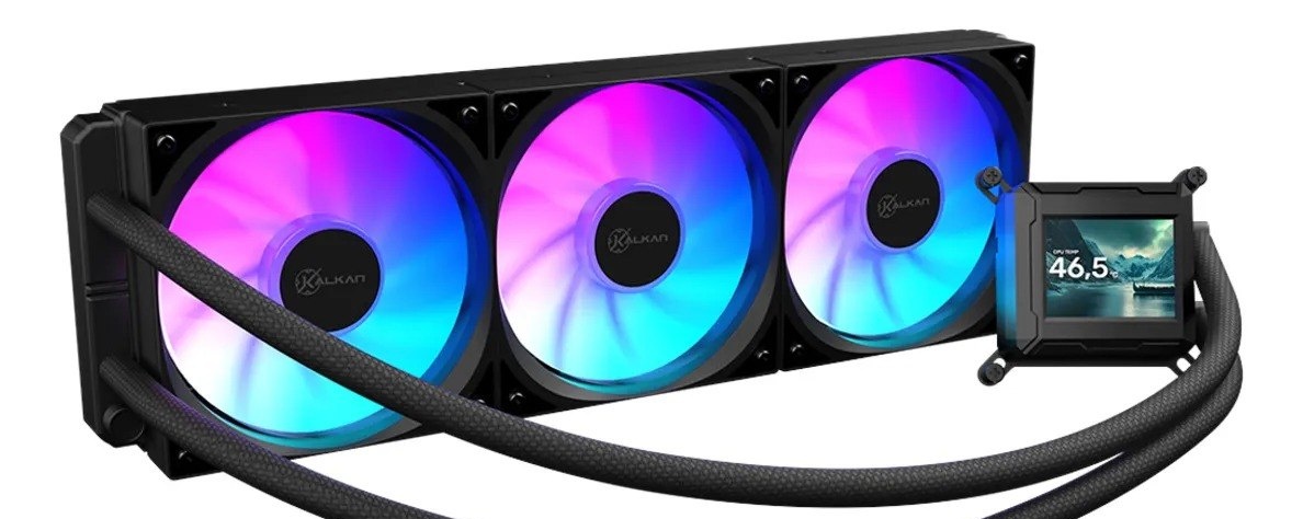 Water Cooler Kalkan Aura Com Tela Lcd 360mm ARGB Intel Amd Preto