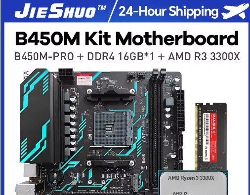 B450m D4 PRO Jieshuo Placa Mãe AM4 DDR4 Black