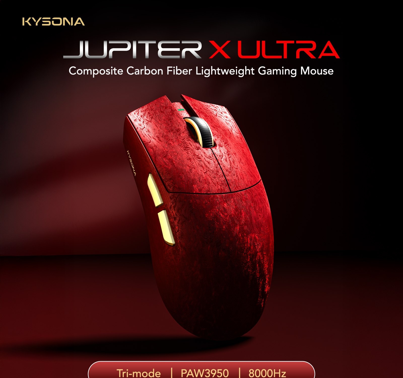 Mouse Sem Fio KYSONA Jupiter X Ultra 3950 54L15, Fibra de Carbono