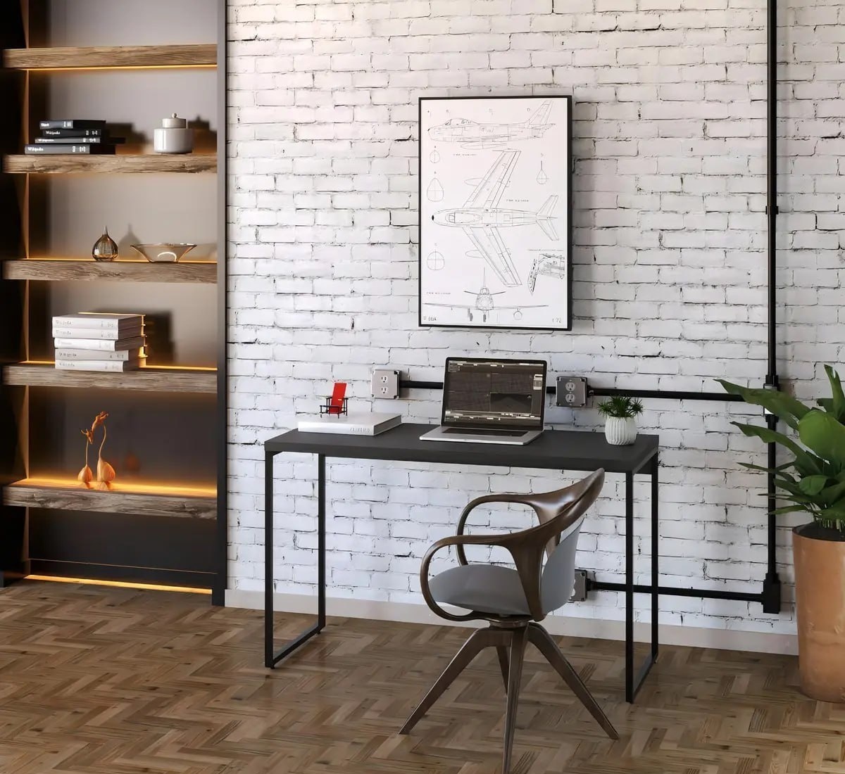 Mesa Office 1,20m Dynamica Cor Preto Ônix  Est.Preta