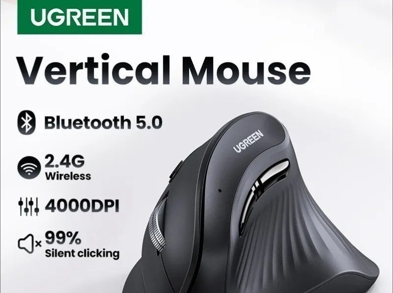 Mouse Ergonômico Ugreen Bluetooth 5.0 Wireless 2.4g ergonomico 4000dpi 6 botões 4k DPI bluetooth5.0 2.4