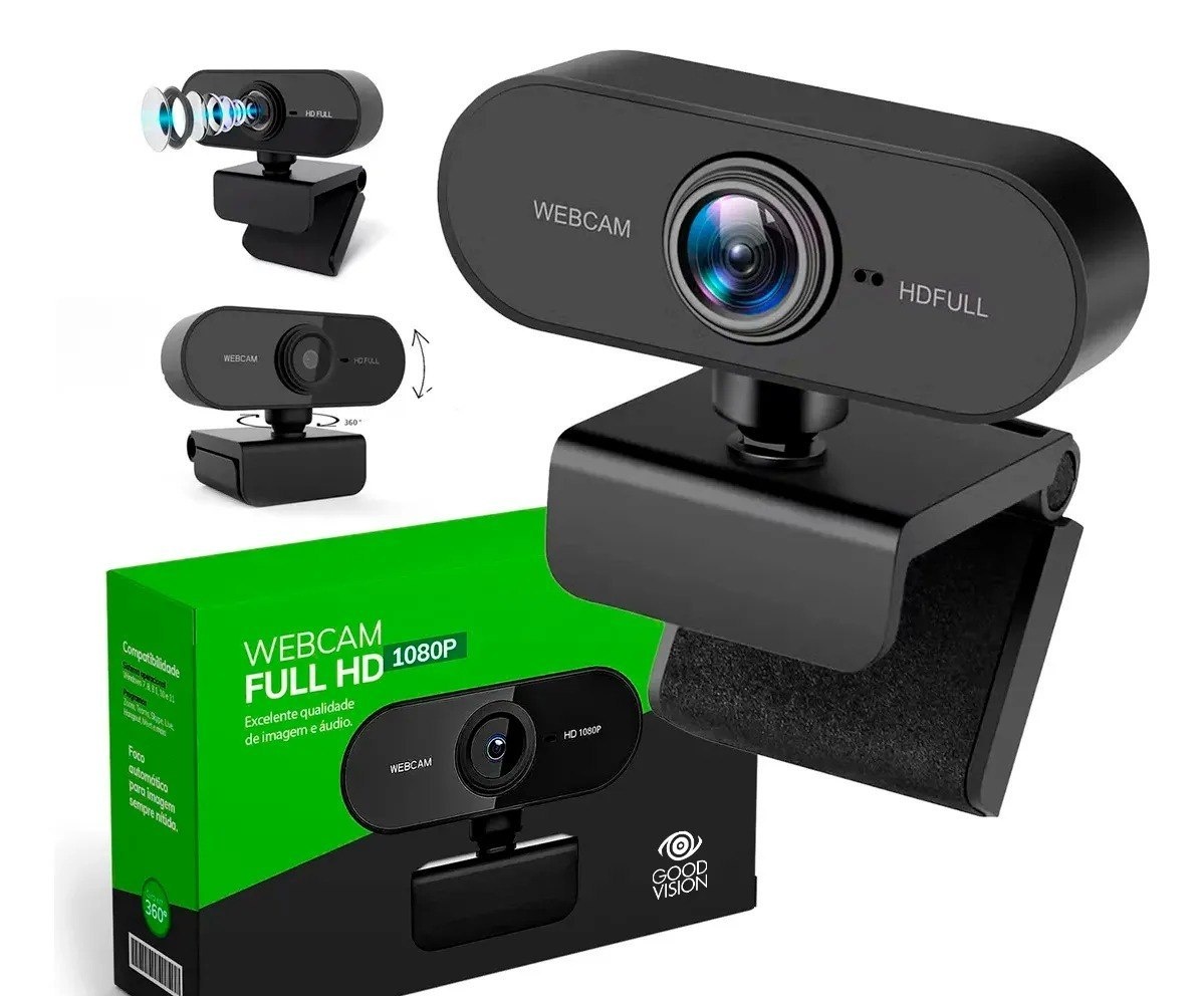 Webcam Camera Full Hd Zoom 1080p 360 Graus Videoconferencia Streamcam Web Cam Entrada Usb 2.0 Com Microfone- GoodVision