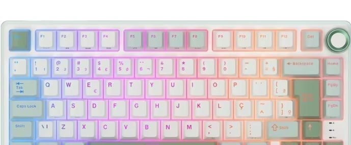 Teclado Mecânico Royal Kludge Rk R75, RGB, PBT, Switch RK Hot Swap, Com Knob de Volume