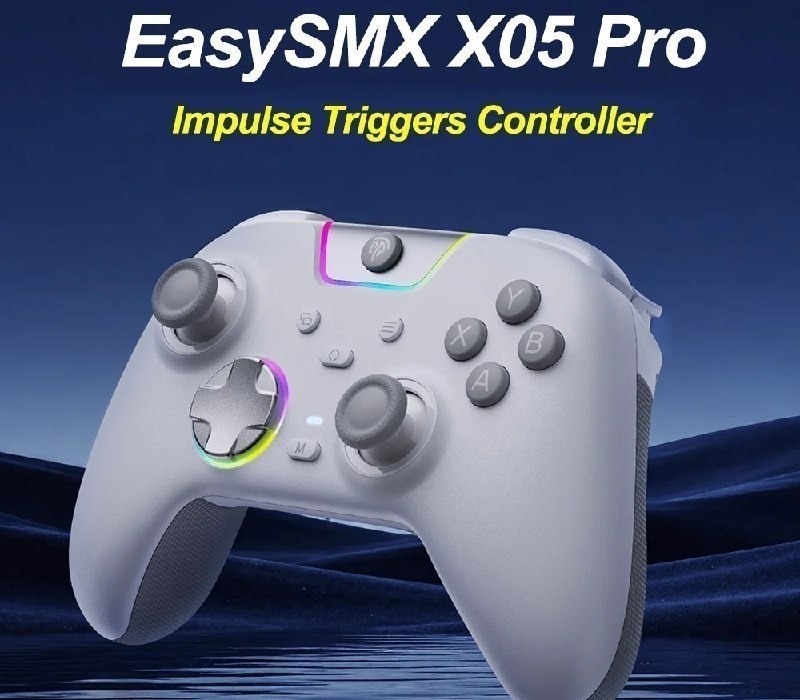 EasySMX x05 PRO Controle Sem Fio RGB, Analógicos Gatilhos Hall Effect com Base