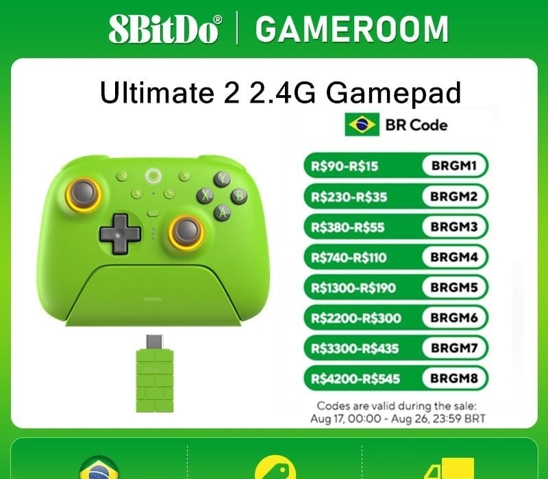 Controle 8BitDo Sem Fio Ultimate 2 TMR