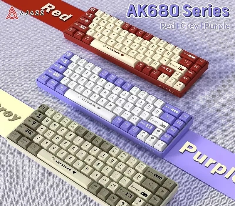 Ajazz AK680 Teclado Mecânico RGB WIRED, Hot-Swap ak 680