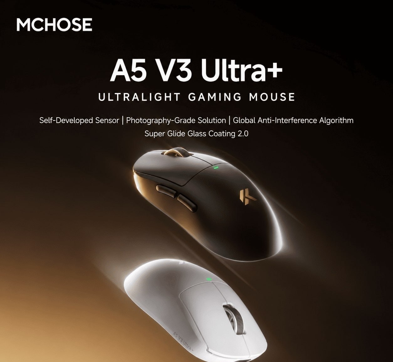 Mouse Mchose A5 V3 Ultra, Paw 3950Ti, 8000Hz, Switch mecânico