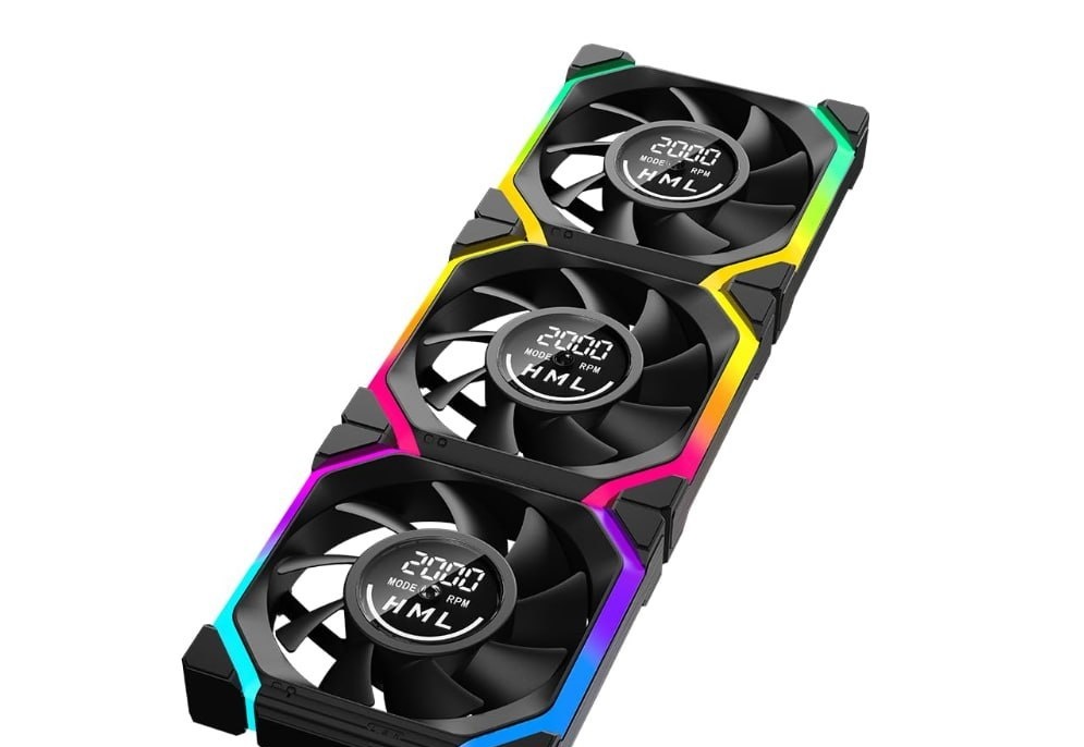 Kit 3 Fans Magnéticas Jungle Leopard Galaxy V2 ARGB 5V Reverse ou Normal 360mm Magnética, Contador RPM no Meio das Fans