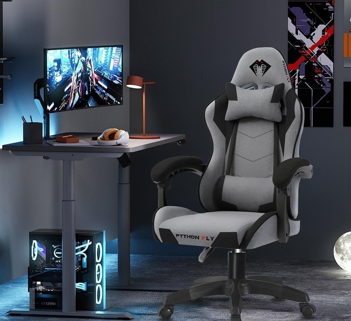 Cadeira Gamer Python Fly, Cinza Escuro