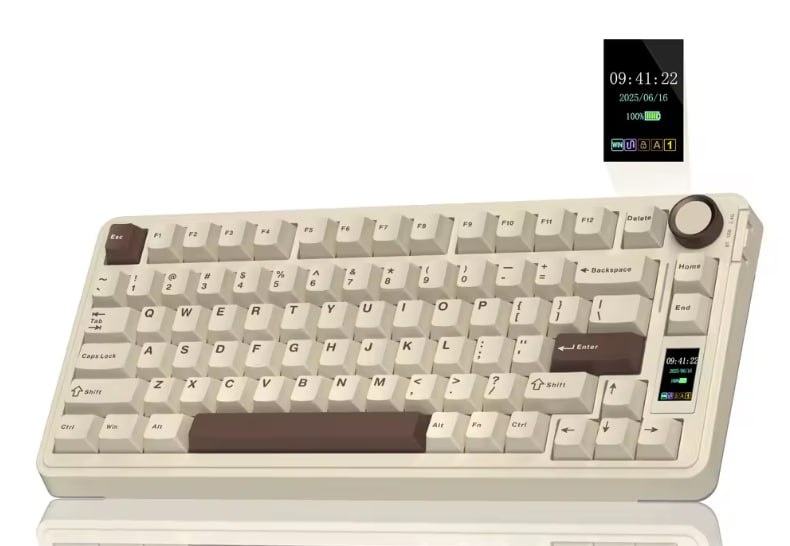 Teclado Mecanico Sem Fio AULA S75Pro 75 com iluminação RGB, tela TFT
