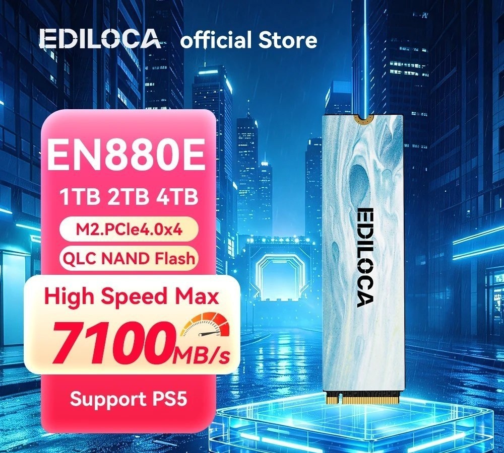 SSD NVME EDILOCA EN880E 1TB  7100 MBs, Gen4, suporte ao Ps5